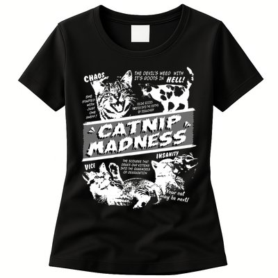 Catnip Madness Cute Kitten Funny Cat Pet Humor Womens T-Shirt