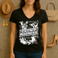 Catnip Madness Cute Kitten Funny Cat Pet Humor Women's V-Neck T-Shirt
