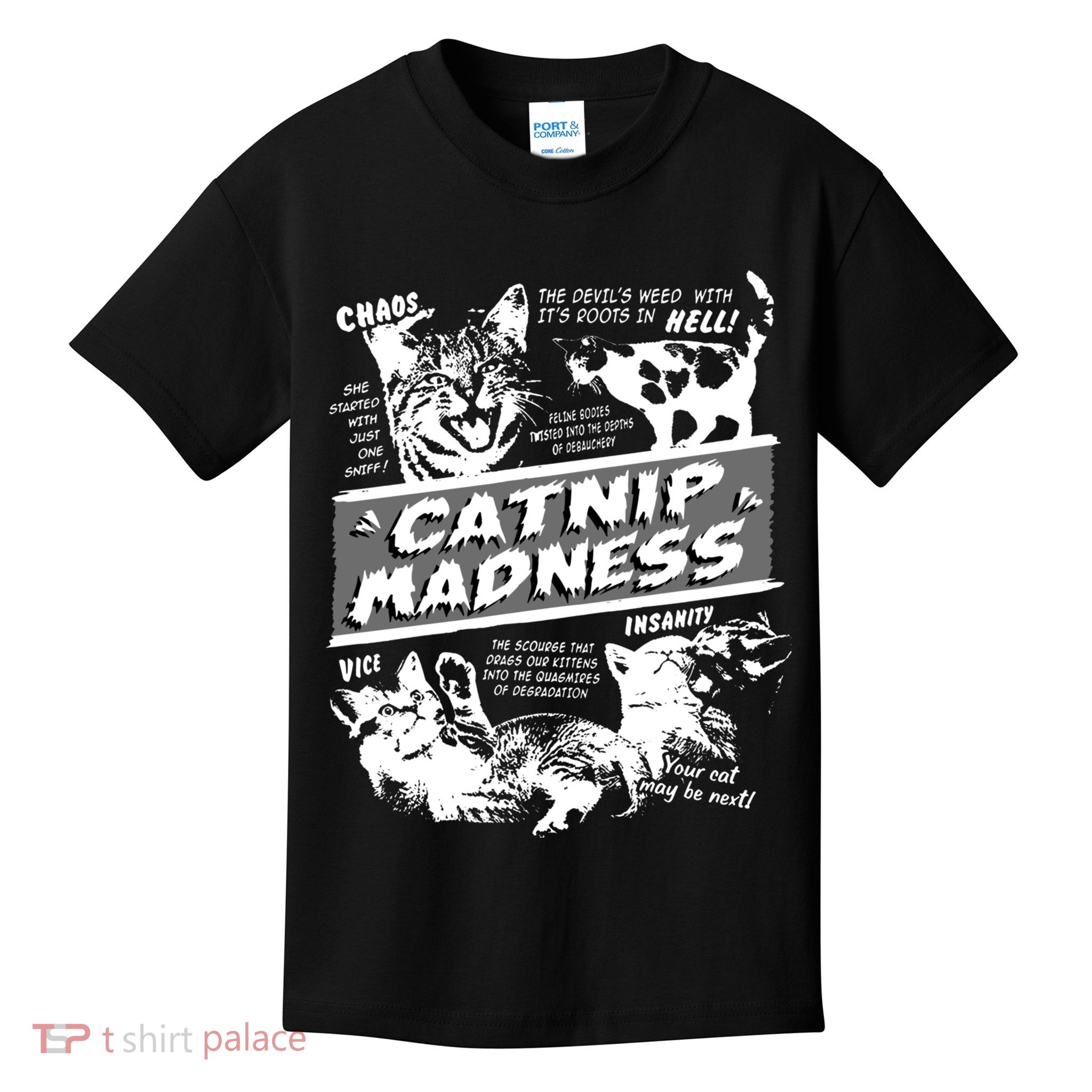 Catnip Madness Cute Kitten Funny Cat Pet Humor Kids T-Shirt