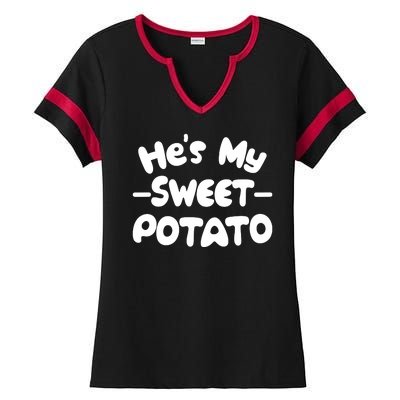 Cute Matching Couples He's My Sweet Potato Ladies Halftime Notch Neck Tee