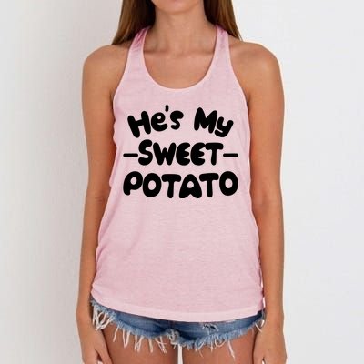 Cute Matching Couples He's My Sweet Potato Women's Knotted Racerback Tank