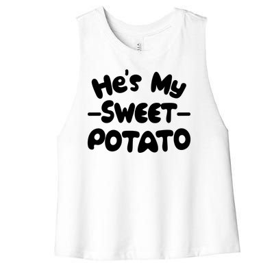 Cute Matching Couples He's My Sweet Potato Women's Racerback Cropped Tank