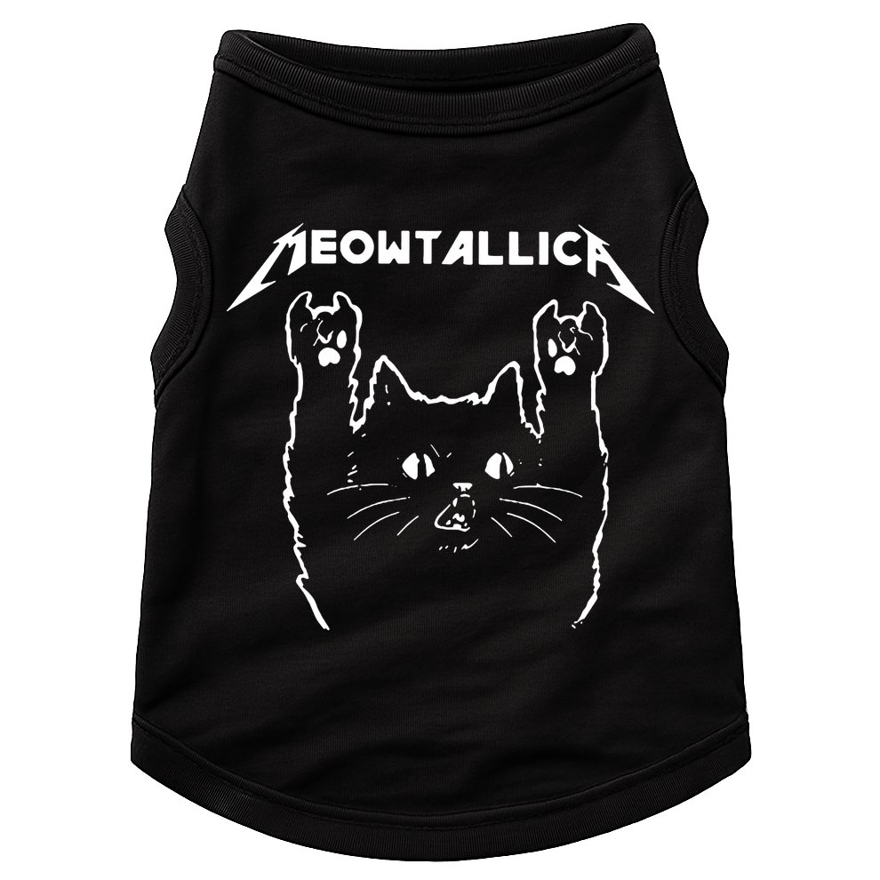 Cat Meowtallica Cat Rock Music Funny Doggie Tank