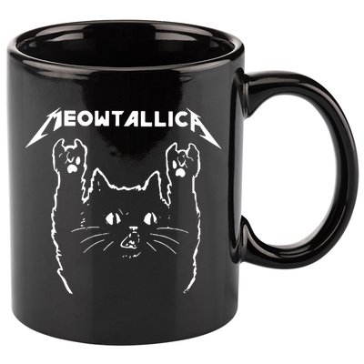 Cat Meowtallica Cat Rock Music Funny 11oz C Handle Ceramic Mug