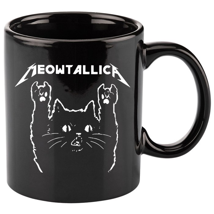 Cat Meowtallica Cat Rock Music Funny 11oz C Handle Ceramic Mug