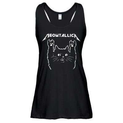 Cat Meowtallica Cat Rock Music Funny Ladies Essential Flowy Tank