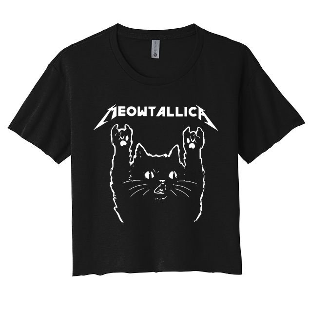 Cat Meowtallica Cat Rock Music Funny Crop Top
