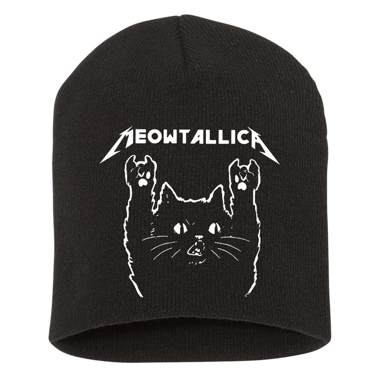 Cat Meowtallica Cat Rock Music Funny Short Acrylic Beanie