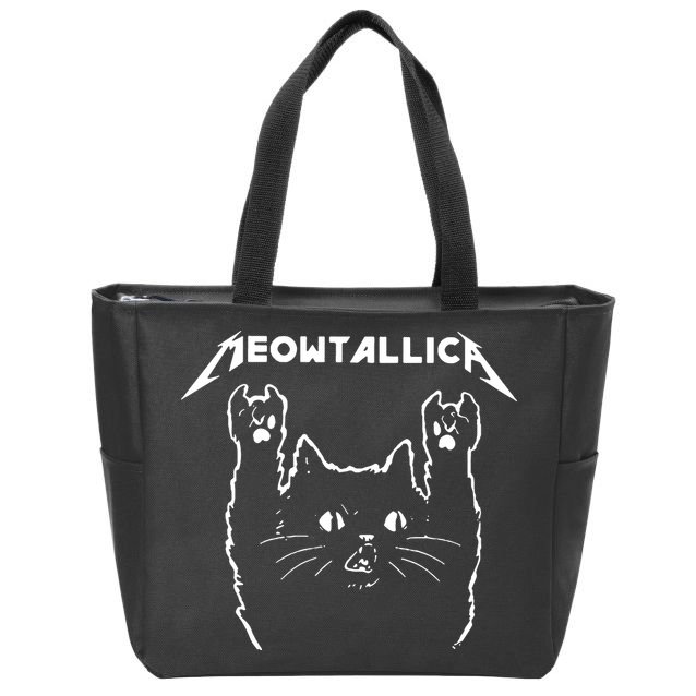 Cat Meowtallica Cat Rock Music Funny Zip Tote Bag