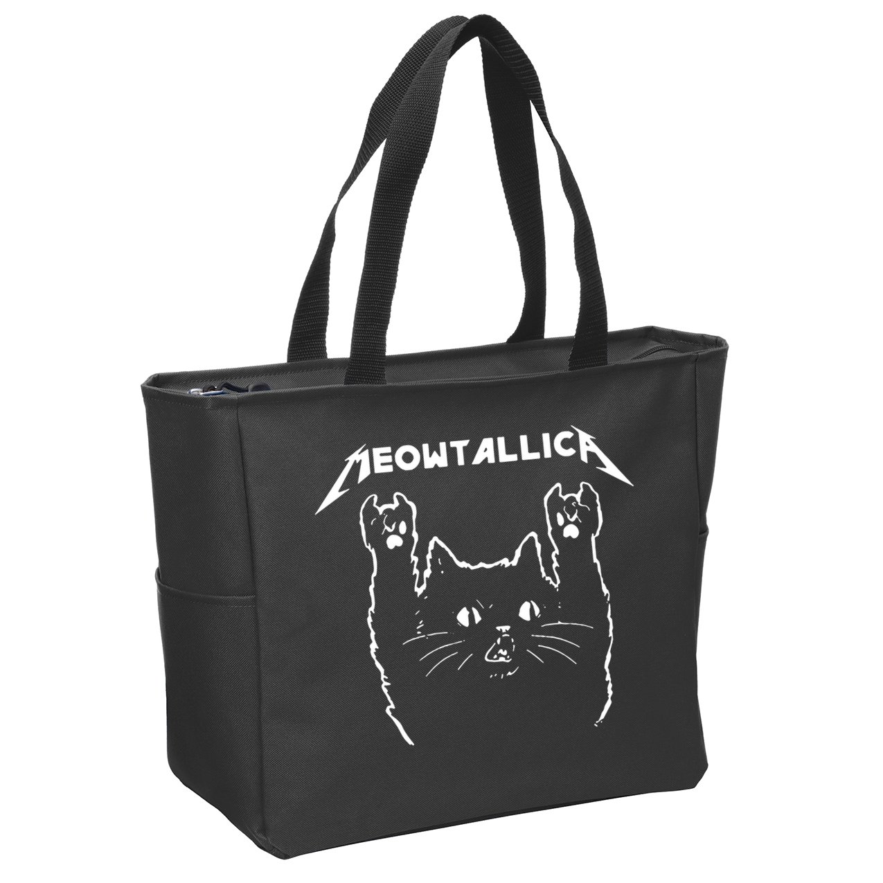 Cat Meowtallica Cat Rock Music Funny Zip Tote Bag