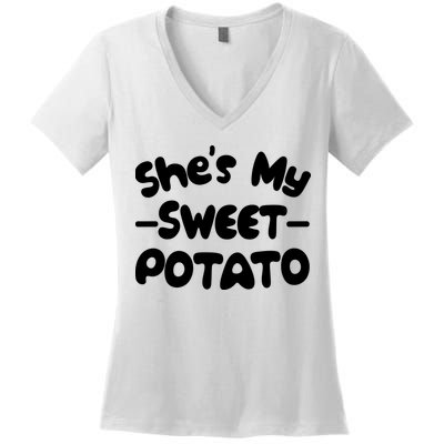Cute Matching Couples She's My Sweet Potato Women's V-Neck T-Shirt