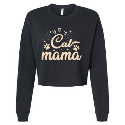 Cat Mama Cat Mom Funny Cat Paw Classic Cropped Pullover Crew