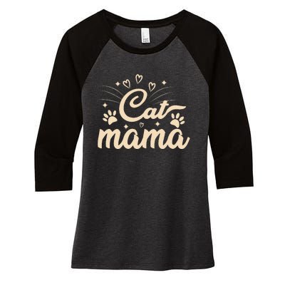 Cat Mama Cat Mom Funny Cat Paw Classic Women's Tri-Blend 3/4-Sleeve Raglan Shirt