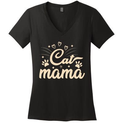 Cat Mama Cat Mom Funny Cat Paw Classic Women's V-Neck T-Shirt