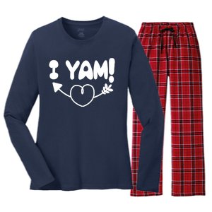 Cute Matching Couples I Yam Women's Long Sleeve Flannel Pajama Set 