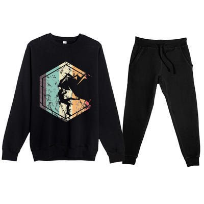 Climbing Mountaineering Climber Athletes Mountain Rock Premium Crewneck Sweatsuit Set