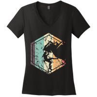 Climbing Mountaineering Climber Athletes Mountain Rock Women's V-Neck T-Shirt