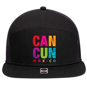 Cancun Mexico 7 Panel Mesh Trucker Snapback Hat