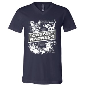 Catnip Madness Cute Kitten Funny Cat Pet Humor V-Neck T-Shirt