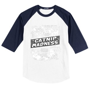 Catnip Madness Cute Kitten Funny Cat Pet Humor Baseball Sleeve Shirt