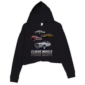 Classic Muscle Classic Sports Cars Crop Fleece Hoodie