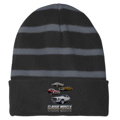 Classic Muscle Classic Sports Cars Striped Beanie with Solid Band