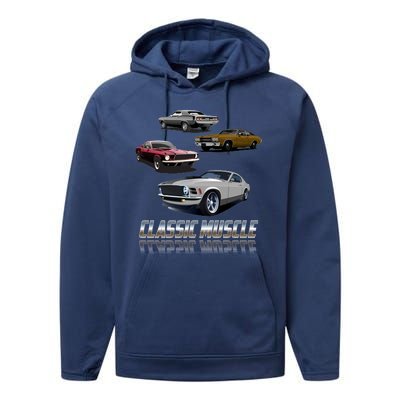 Classic Muscle Classic Sports Cars Performance Fleece Hoodie