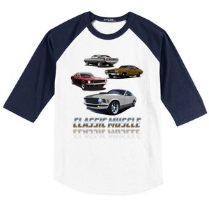 Classic Muscle Classic Sports Cars Baseball Sleeve Shirt