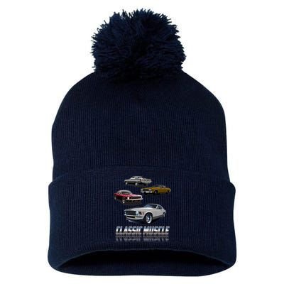 Classic Muscle Classic Sports Cars Pom Pom 12in Knit Beanie