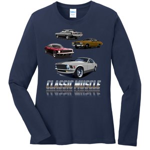 Classic Muscle Classic Sports Cars Ladies Long Sleeve Shirt