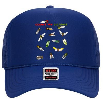 Count My Cicadas Cicadoidea Insect Cicada Invasion 2024 High Crown Mesh Back Trucker Hat