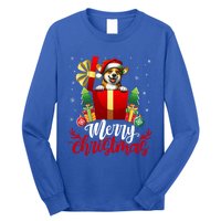 Corgi Merry Christmas Funny Gift Box Tree Santa Hat Snowflakes Gift Long Sleeve Shirt