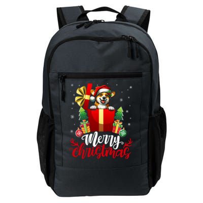 Corgi Merry Christmas Funny Gift Box Tree Santa Hat Snowflakes Gift Daily Commute Backpack