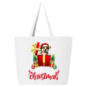 Corgi Merry Christmas Funny Gift Box Tree Santa Hat Snowflakes Gift 25L Jumbo Tote