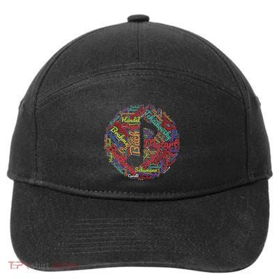 Classical Music Composers Note Word Art 7-Panel Snapback Hat