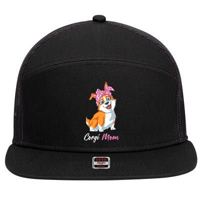 Corgi Mom 7 Panel Mesh Trucker Snapback Hat