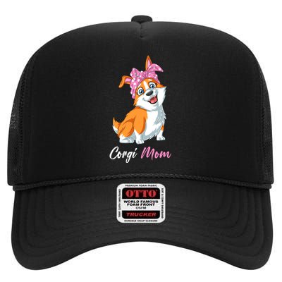 Corgi Mom High Crown Mesh Back Trucker Hat