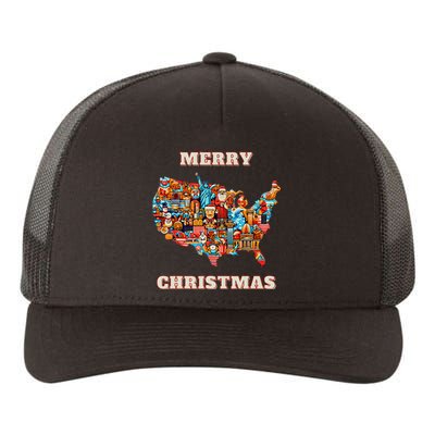 Colorful Merry Christmas Unique Us Map Yupoong Adult 5-Panel Trucker Hat