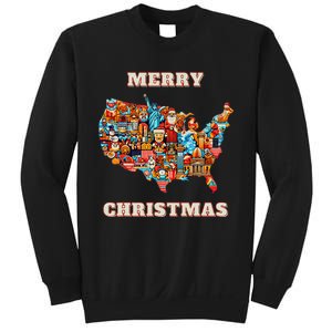 Colorful Merry Christmas Unique Us Map Sweatshirt