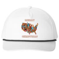 Colorful Merry Christmas Unique Us Map Snapback Five-Panel Rope Hat