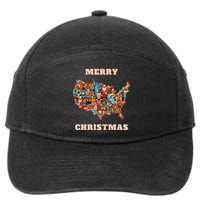 Colorful Merry Christmas Unique Us Map 7-Panel Snapback Hat