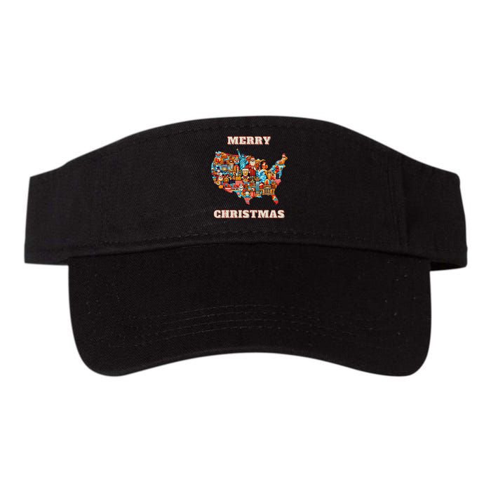 Colorful Merry Christmas Unique Us Map Valucap Bio-Washed Visor