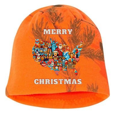 Colorful Merry Christmas Unique Us Map Kati - Camo Knit Beanie