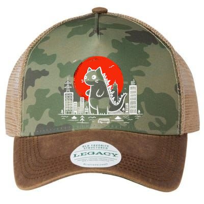 Catzilla Monster Cat Memes Retro Japan Kawaii Kaiju Legacy Tie Dye Trucker Hat