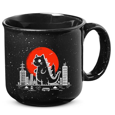 Catzilla Monster Cat Memes Retro Japan Kawaii Kaiju 15oz Campfire Ceramic Mug