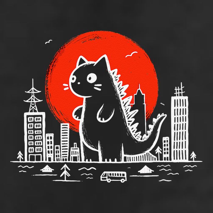 Catzilla Monster Cat Memes Retro Japan Kawaii Kaiju 15oz Campfire Ceramic Mug