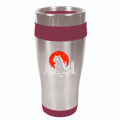 Catzilla Monster Cat Memes Retro Japan Kawaii Kaiju 16oz Travel Tumbler