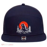 Catzilla Monster Cat Memes Retro Japan Kawaii Kaiju 7 Panel Mesh Trucker Snapback Hat