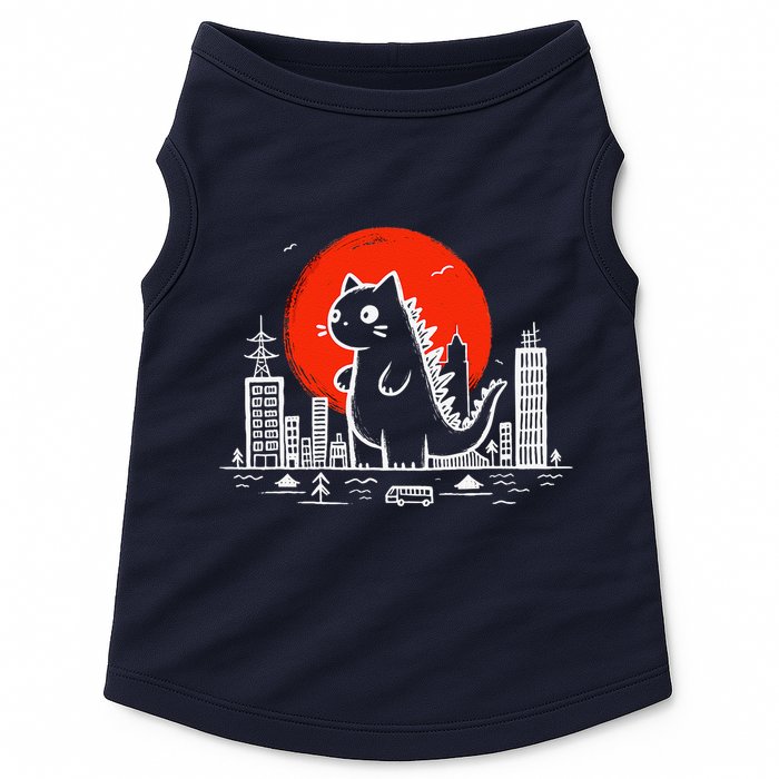 Catzilla Monster Cat Memes Retro Japan Kawaii Kaiju Doggie Tank