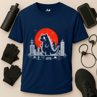 Catzilla Monster Cat Memes Retro Japan Kawaii Kaiju Cooling Performance Crew T-Shirt